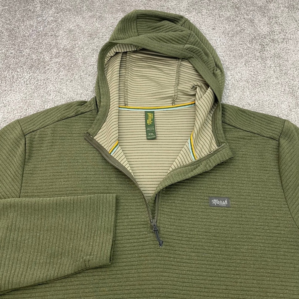 Marsh Wear Sullivan Tech Hoodie Mens XXL Quarter Zip Fossil Green Pullover